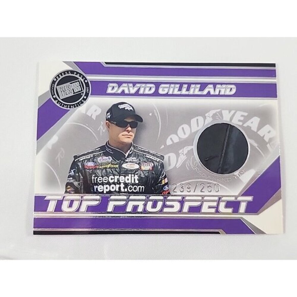 DAVID GILLILAND Press Pass 2007 RACING STEALTH RACE USED TIRE CARD 239/250